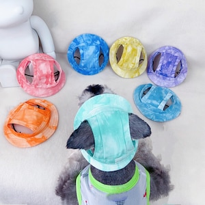 Summer Dog Bucket Hat with Ear Holes, Schnauzer Dog Sunbonnet, Visor Hat for Dog, Outdoor Sun Protection Cap Travel Hiking Hat for Pets imagem 1