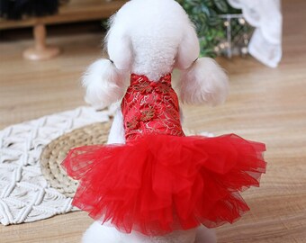 WORDERFUL Dog Blessing Cheongsam Chinese Traditional Pet Chrysanthemum Coat Winter Cat New Year Costume for Small Medium Dogs Cats WORDERFUL Dog Blessing Cheongsam Chinese Traditional Pet Chrysanthemum Coat Winter Cat New Year Costume for Small Medium Dogs Cats