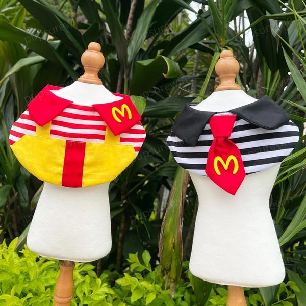Halloween Dog Costume Hamburglar Ronald Inspired, Snackbar Bandana Bib for Large Dogs and Cats Halloween Cosplay Dress Up, Pets Clothes Gift
