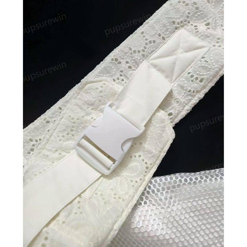 Natural White Pet Carrier Bag, Crossbody Dog Sling, Hands-Free Shoulder Strap for Puppies Small Dogs and Cats, Heart-Shaped Mesh Sling Bag image 9
