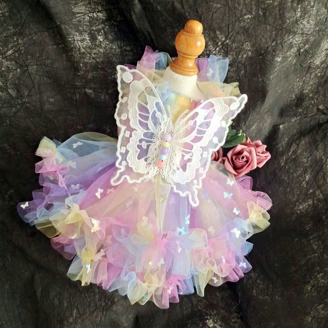 3D Butterfly Tulle Dress With Wings, Tinkerbell Fairy Inspired Dog ...