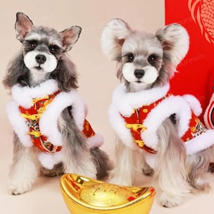 Custom New Year Dog Outfit Red Tang Suit,Chinese Spring Festival Costume Lion Dance Coat for Large Dogs and Cats,Lunar New Year Pets Clothes