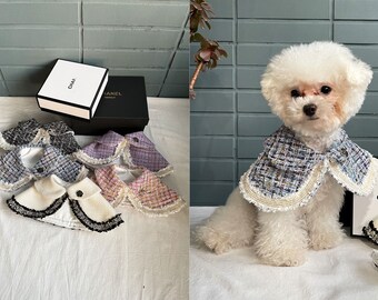 Dog Tweed Capelet Custom Size, Vintage Tweed Shawl for Large Dogs and Cats, Luxury Collar Cape Gifts for Pets Birthday Wedding Party Clothes