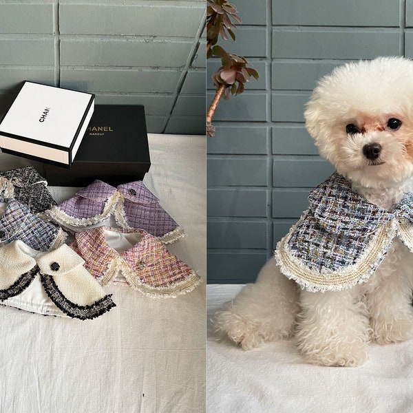 Hond Tweed Capelet Aangepast formaat, Vintage Tweed Sjaal voor grote honden en katten, Luxe Kraag Cape Geschenken voor huisdieren Verjaardag Bruiloft Feestkleding