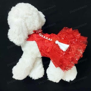 Benutzerdefinierte Neujahr Hunde Outfit Rotes Cheongsam Kleid, rotes Harness Tüll Kleid chinesisches Frühlingsfest Kostüm für große Hunde und Katzen, Haustierkleidung
