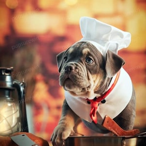Chef Dog Costume Halloween, Chef Hat with Ears Holes, Baker Bandana Bib for Large Dogs Cats, Custom Pets Clothes, Cook Uniform Gift for Pets
