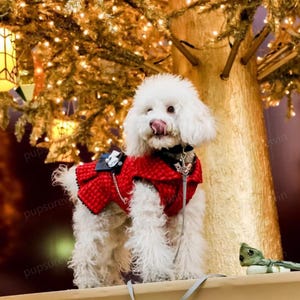 Red Tweed Dog Dress with Purse, Vintage Tweed Jacket for Large Dogs and Cats, Wedding Dog Dress, Birthday Dog Outfit Pets Clothes Customized
