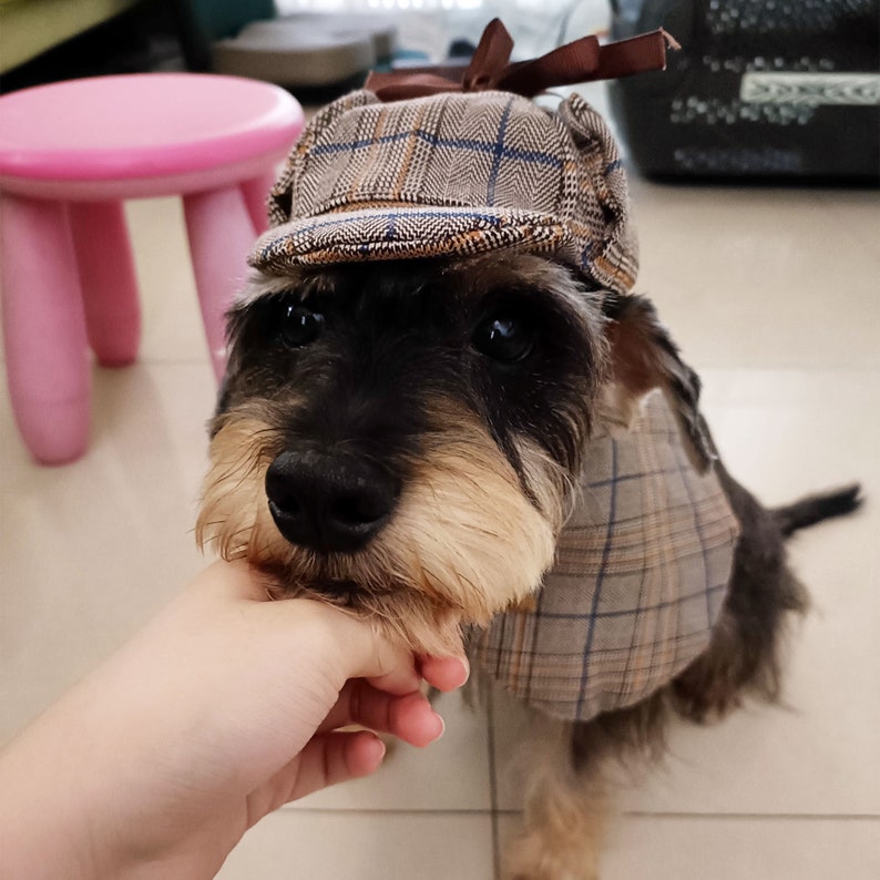 Dog Detective Costume Halloween, Deerstalker Hat with Cape for Large Dogs and Cats, Custom Dog Clothes Sherlock Holmes Inspired Pet Outfit image 9