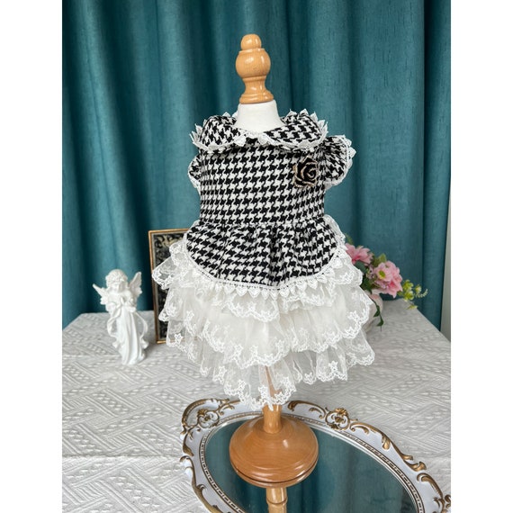 Buy Houndstooth Tweed Dog Dress Coco Princess Costume Pet Gown Online in  India 