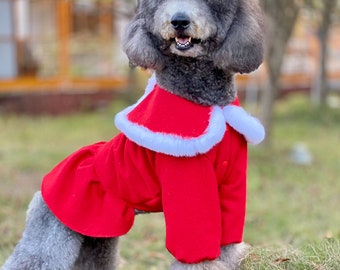 Robe de père Noël pour grand chien, manteau de laine rouge, déguisement de Noël pour grands chiens Golden Retriever samoyède et Labrador Husky, tenue d'anniversaire de nouvel an pour animal de compagnie