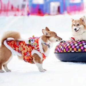 Custom New Year Dog Outfit, Chinese Spring Festival Costume Red Hooded Coat for Large Dogs and Cats,Dancing Tiger Outfit Winter Pets Clothes