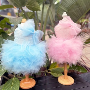 Summer Dog Tutu Dress Custom Size, Wedding Gown Blue Pink Tulle Dress for Large Dogs and Cats, Birthday Outfit Princess Costume Pets Clothes