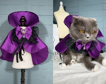 Cat Dog Witch Costume Halloween Count Dracula Robe Pet Cosplay Twilight Gothic Outfit Puppy Demon Cape Magician Cloak Wizard Vampire Uniform