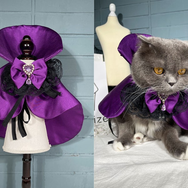 Chat Chien Sorcière Costume Halloween Comte Dracula Robe Pet Cosplay Crépuscule Gothique Tenue Chiot Démon Cape Magicien Cape Assistant Vampire Uniforme