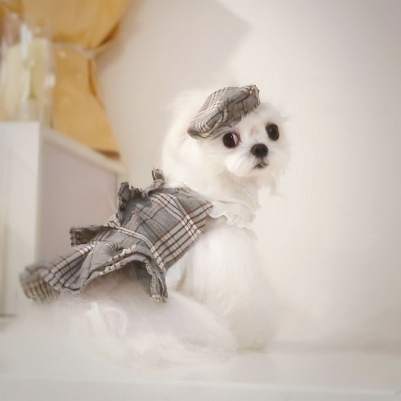 British Tartan Dog Dress Englishism Plaid Dog Costume Coco 