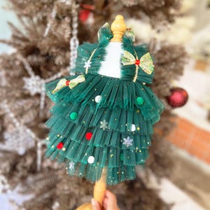 Benutzerdefinierte Weihnachtsbaum-Hundekleid, Weihnachtself-Kostüm-Weihnachtsparty-grünes Tutu-Kleid für große Hunde und Katzen, festliche Haustierkleidung Weihnachtskostüm