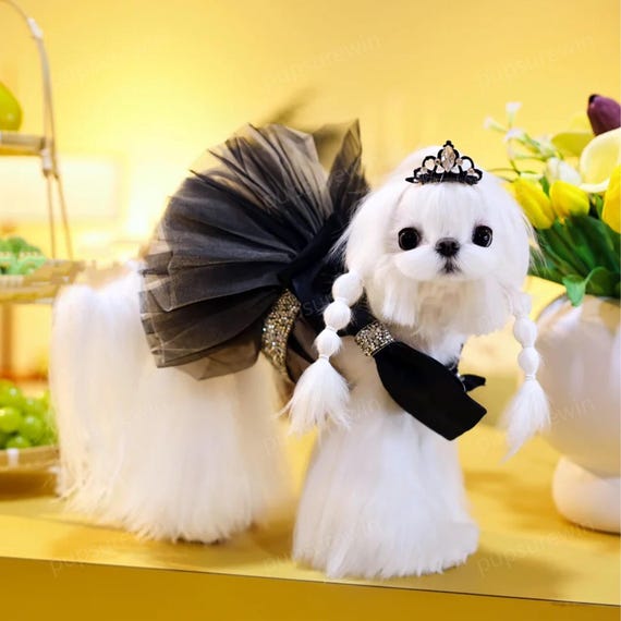 black dog dress Includes a matching leash Pet Dog Cat Black Dress