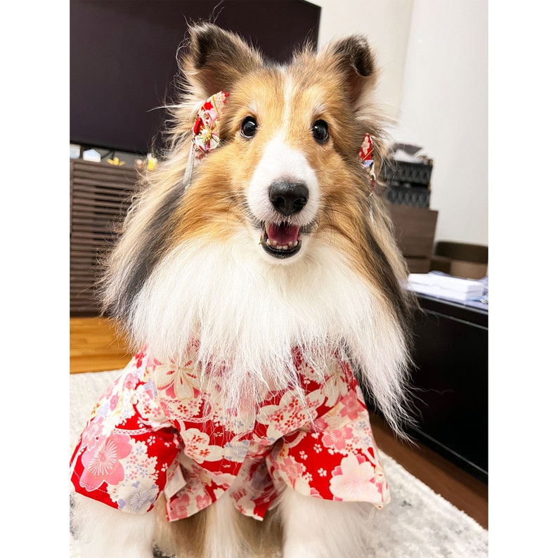 Pink Flower Kimono for Dogs and Cats, Pet Japanese National Costume Cats Dogs Yukata,Cherry Blossom Festival Costume Pet Clothes Fancy Dress image 4