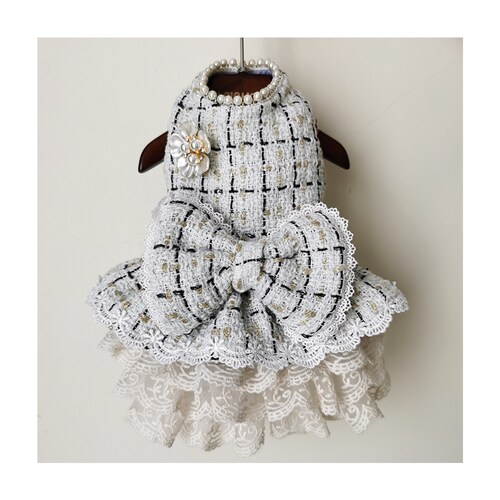 Houndstooth Tweed Dog Dress Coco Princess Costume Pet Gown Etsy