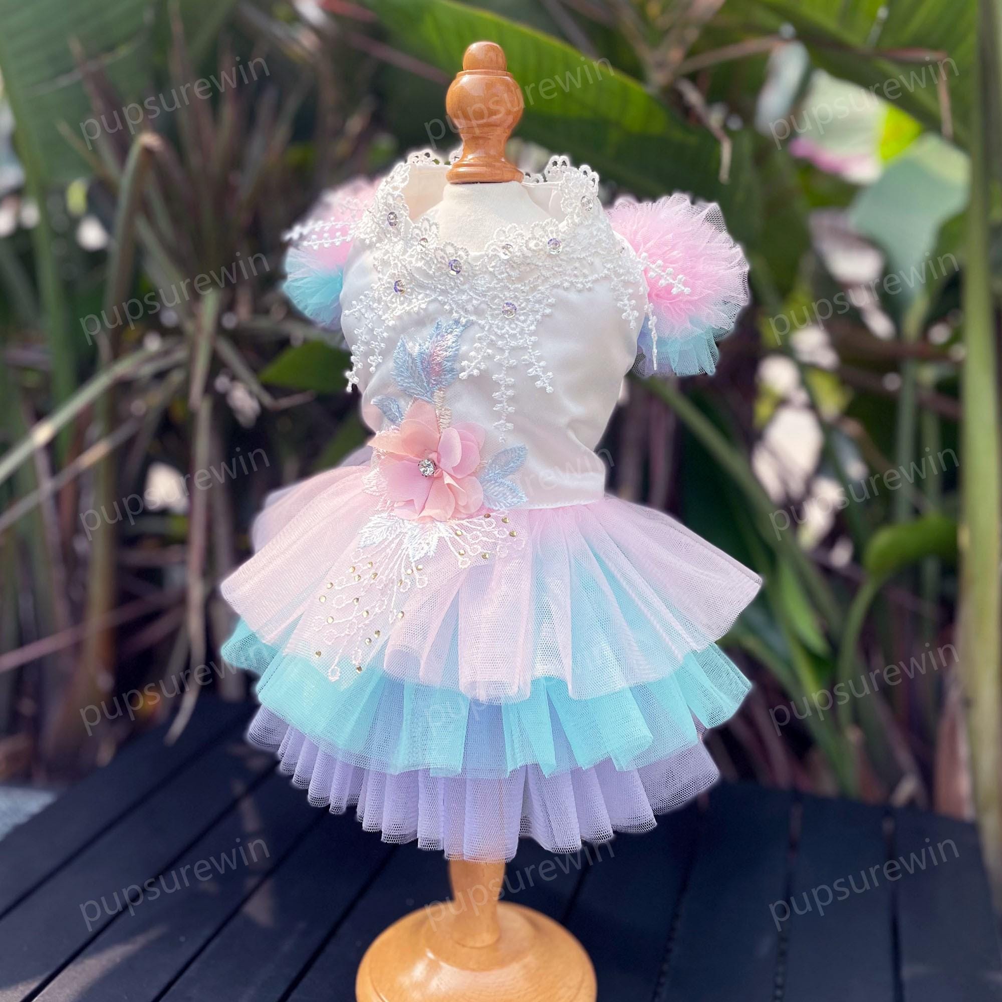 犬用ウェディングサマードレス カスタムサイズ、大型犬と猫用フラワー