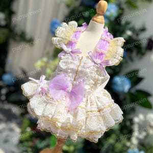 Custom Floral Pet Dress - Dog Wedding Outfit Flower Girl Dress, Birthday Fairy Costume for Cats & Large Dogs, Pets Clothes Princess Dress