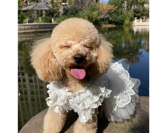 Customizable Dog Wedding Dress Dog Bridesmaid Costume White Satin Tulle Dress Dog Birthday Outfit Princess Party Gown Cat Dog Pet Clothes