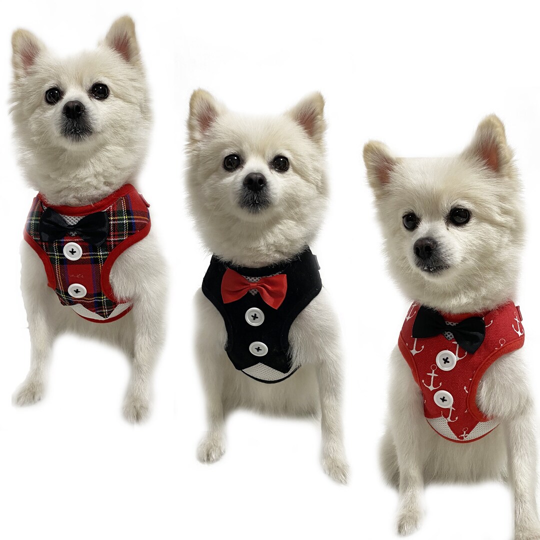 Dog Harness Vest Adjustable Dog Tuxedo Harness With Bow Tie Etsy
