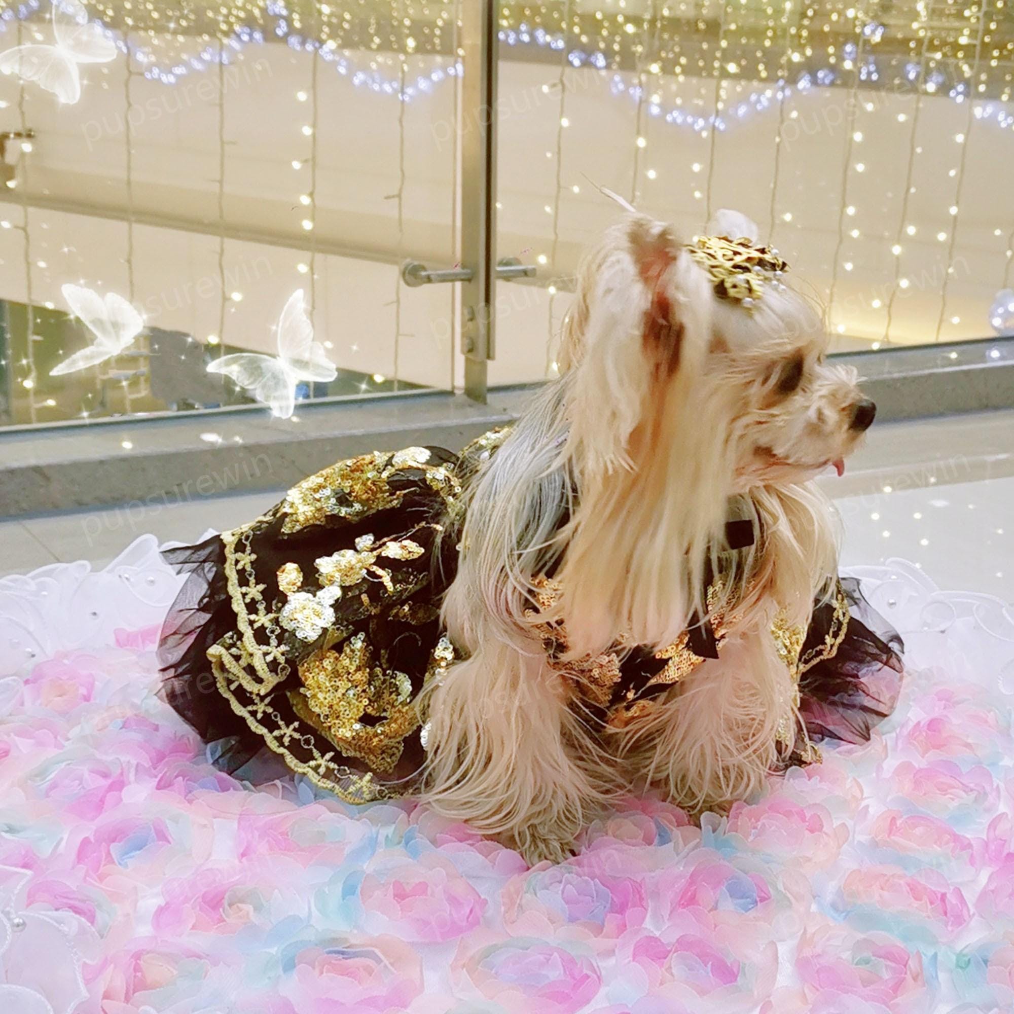 rose gold dog dress Handmade Golden Heart Jewel Dog Dress XL