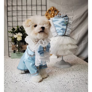 Pet Couple Outfit, Cat Dog Wedding Dress, Cat Dog Tuxedo with Bandana, Dog Princess Prince Costume Halloween,Dog Birthday Outfit Pet Clothes