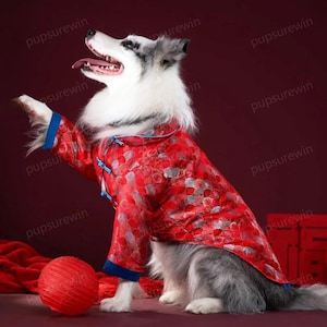 Custom New Year Outfit Dog Tang Suit, Chinese Spring Festival Costume Red Jacket Coat for Large Dogs and Cats, Lunar New Year Pets Clothes