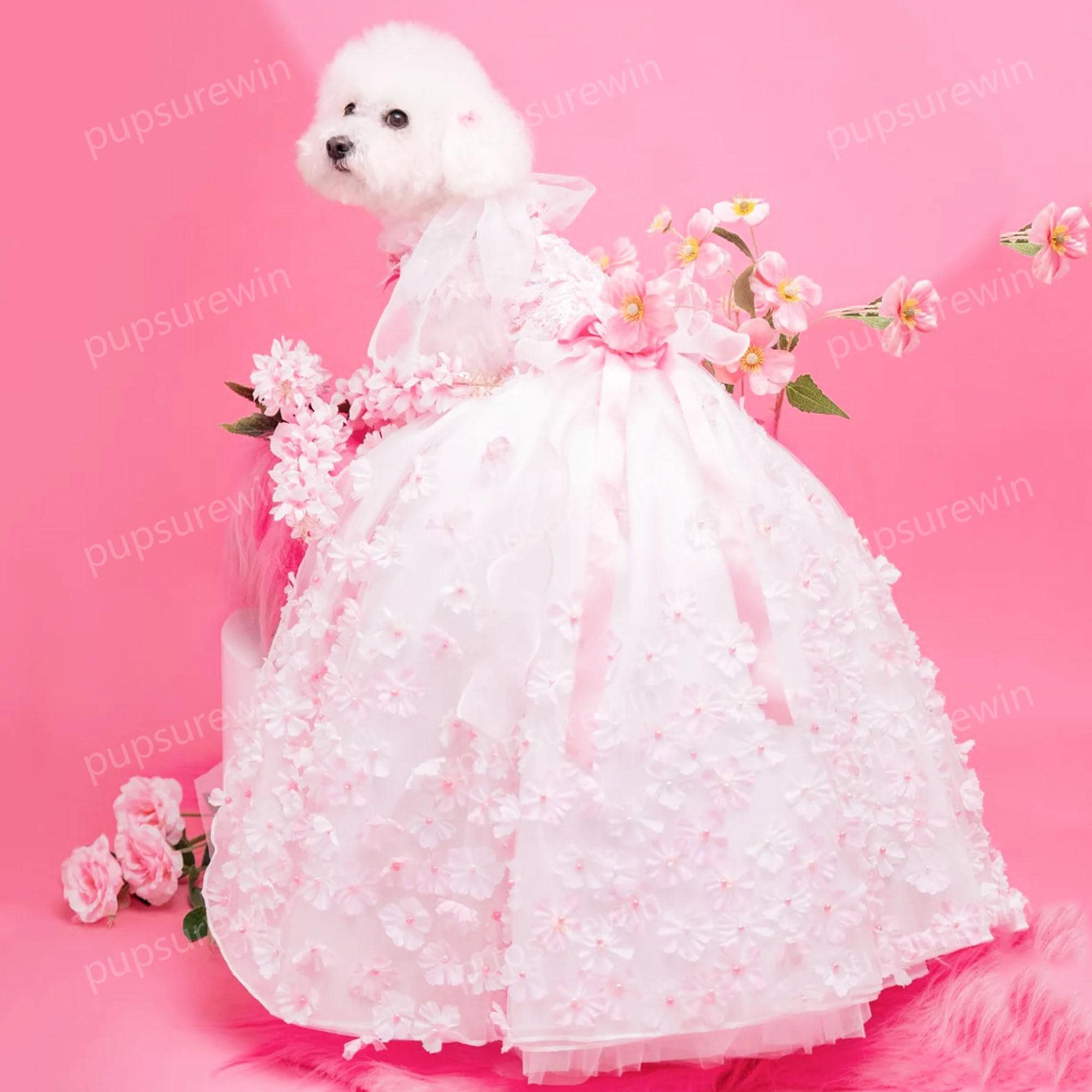 pink dog wedding dress Luxury Dog Wedding Dress Pink Ball Gown Rocky & Maggie's