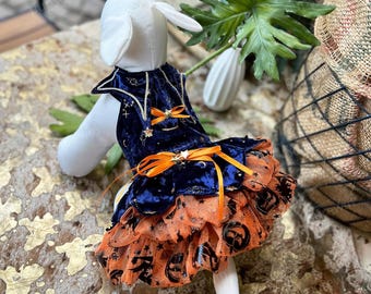 Fantasia de Halloween para Cachorro Personalizada Vestido de Bruxa Abóbora, Vestido de Tule Abóbora Laranja para Cães e Gatos Grandes, Vestido de Arnês para Cachorro de Bruxa Roupas para Animais de Estimação