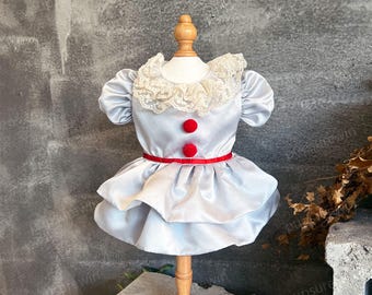 Disfraz de payaso terrorífico para mascotas, atuendo de cosplay de Halloween para perros y gatos, talla personalizada.