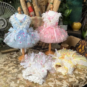 Custom Dog Flower Dress Sakura Pink, 3D Floral Fancy Dress for Large Dogs Cats, Wedding Birthday Dog Outfit, Princess Costume Pets Clothes