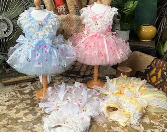 Custom Dog Flower Dress Sakura Pink, 3D Floral Fancy Dress for Large Dogs Cats, Wedding Birthday Dog Outfit, Princess Costume Pets Clothes