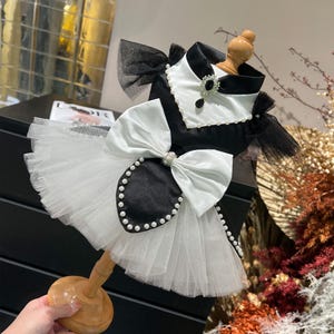 Dog Birthday Dress, Black White Tulle Dress for Large Dogs and Cats, Custom Pets Clothes, Wedding Dog Dress, Pet Evening Gown Luxury Vintage
