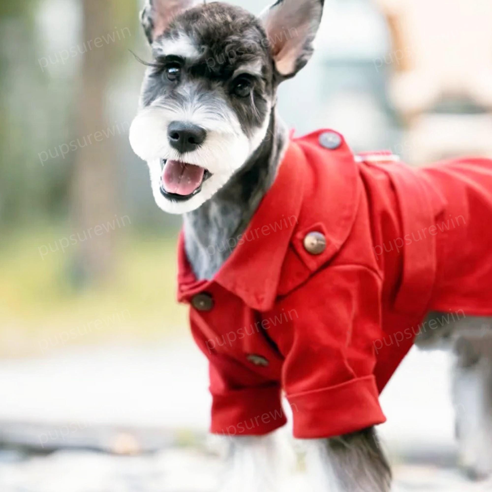 Red Trench Coat for Dogs and Cats, Customizable Fall Winter Pets Jacket ...