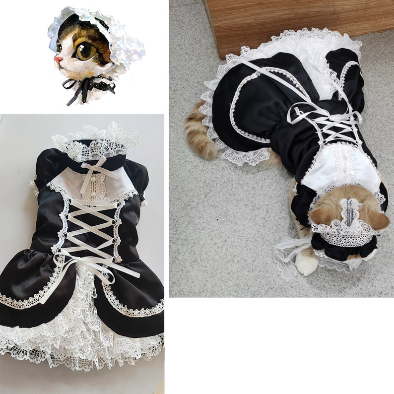 French Maid Dog Costume Halloween Cat Pet Maid Uniform - Etsy Canada
