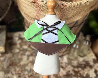 Halloween Dog Costume Peter Pan Inspired, Green Bandana Bib for Large Dogs and Cats, Robin Hood Pets Costume Halloween, Custom Pets Clothes