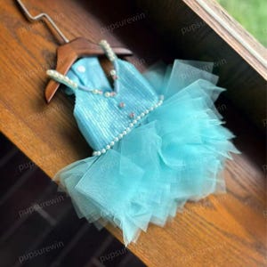 Vestido de lentejuelas color aguamarina para perros, vestido de gala turquesa brillante para mascotas, ideal para cumpleaños y bodas, talla personalizada.