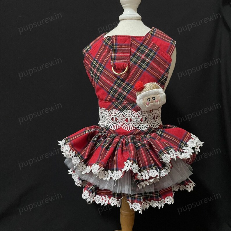 Hundsele Tutuklänning, skotsk tartan röd seleklänning för hund, katthund julkostym, skotsk paraduniform Halloween husdjurskläder bild 6