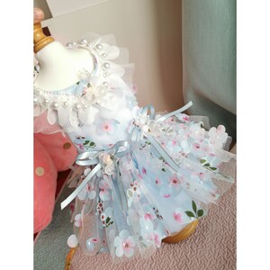 Robe fleurie pour chien Rose Sakura, Déguisements floraux 3D pour chien et chat, Tenue d'anniversaire de mariage pour chien, Déguisement de princesse Vêtements pour animal de compagnie Taille personnalisée image 6