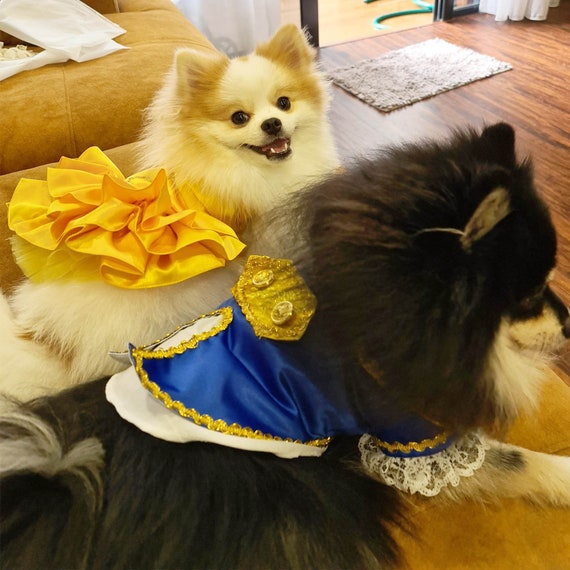 Custom Dog Halloween Costume Yellow Belle Princess Dress Blue Formal Suit Inspired From Beauty Beast Ballgown Tuxedo for Large Dogs Cats Etsy