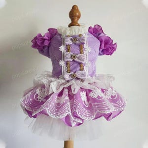 Cat Dog Princess Costume, Rapunzel-inspired Halloween Pet Costume, Royal Lavender Fancy Dog Dress Birthday Party Outfit, Custom Pets Clothes