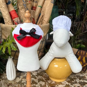 Halloween Dog Costume Snackbar Staff Uniform, Fast Food Costume for Dogs and Cats, Chef Dog Costume Cook Bandana and Chef Hat, Pets Bibs
