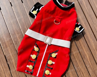 Royal Guard Pet Costume, Custom Dog Military Outfit, Handmade Cat Parade Uniform Halloween Dress-up