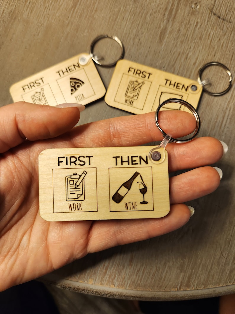 First Then Wood Keychain | Aba Keychain | Bcba Keychain | Behavior ...