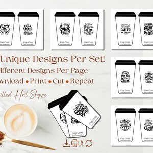 Printable Coffee Cup Cozy Card Templates 10 Different Designs Great ...