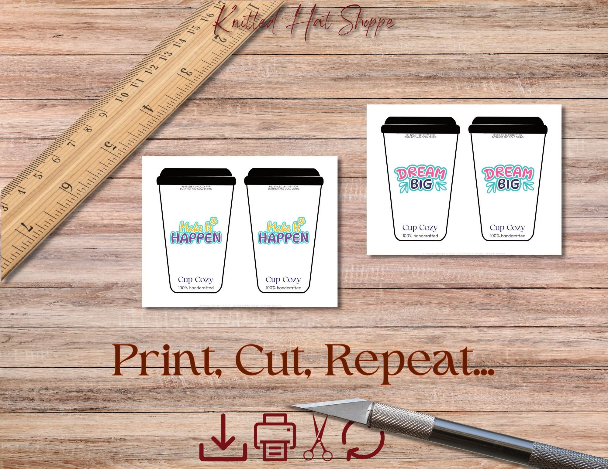 Printable Cup Cozy and Cup Sleeve Cards in Full Color the Package ...