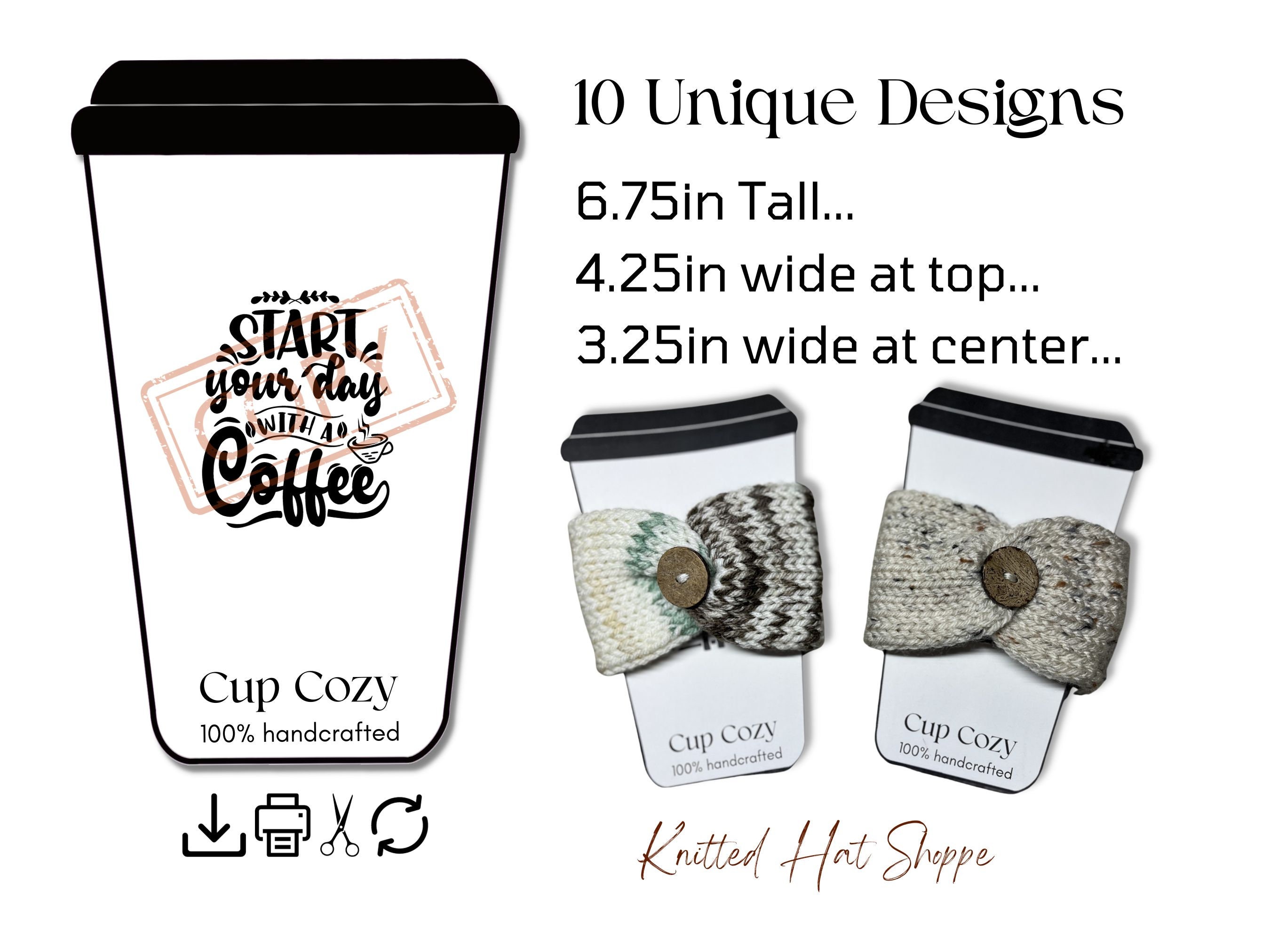 Printable Coffee Cup Cozy Card Templates 10 Different Designs Great ...